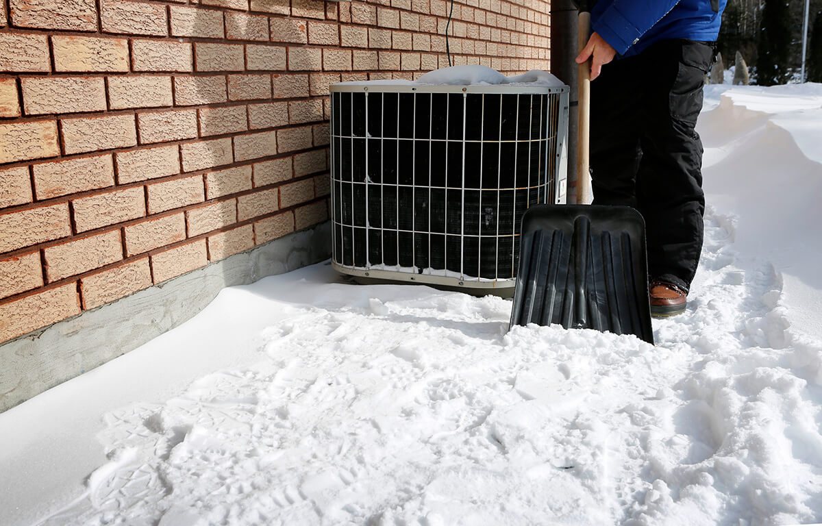 Man shoveling the show